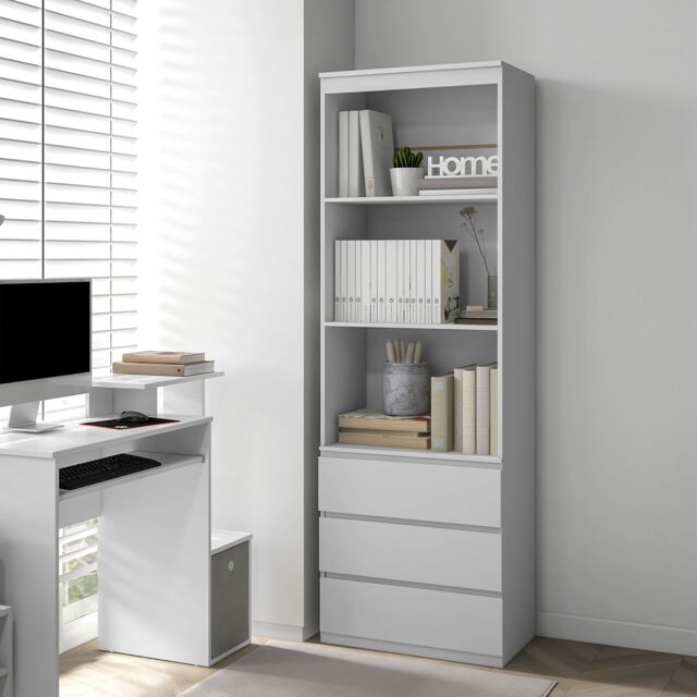 HOMCOM 180cm Tall Bookcase with Storage, Free Standing Bookshelf with 3 Shelves & 3 Drawers, Display Cabinet for Living Room, Home Office, Bedroom - image 1