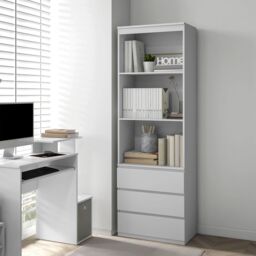 HOMCOM 180cm Tall Bookcase with Storage, Free Standing Bookshelf with 3 Shelves & 3 Drawers, Display Cabinet for Living Room, Home Office, Bedroom - thumbnail 1