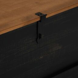 Berkfield Home Storage Chest HALDEN Black 91x91x47 cm Solid Wood Pine - Size: 91 x 91 x 47 cm - thumbnail 7