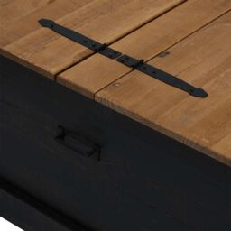 Berkfield Home Storage Chest HALDEN Black 91x91x47 cm Solid Wood Pine - Size: 91 x 91 x 47 cm - thumbnail 8