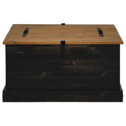 Berkfield Home Storage Chest HALDEN Black 91x91x47 cm Solid Wood Pine - Size: 91 x 91 x 47 cm - thumbnail 3