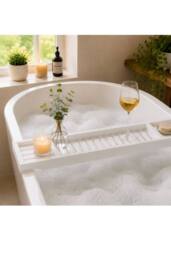 Groundlevel Bamboo Spa Wooden Bath Tray in White