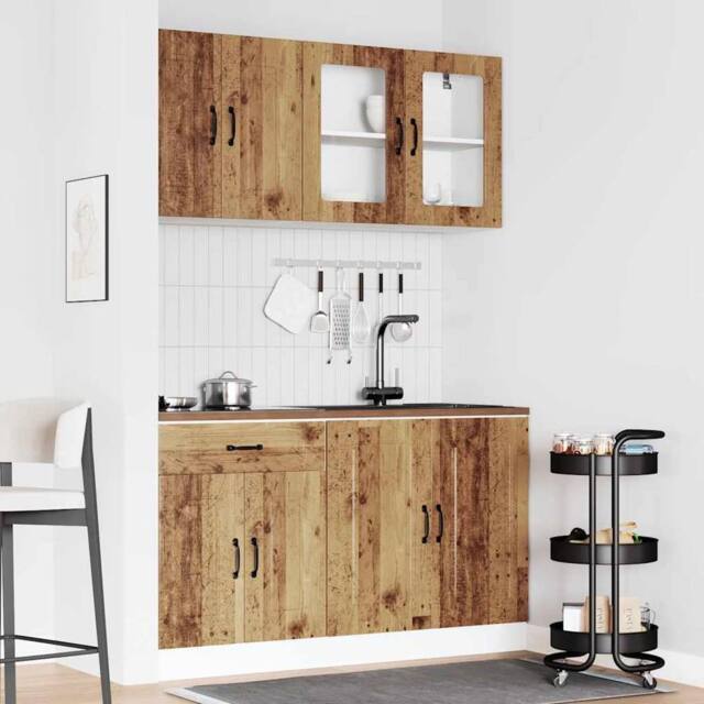 Berkfield Home Elegant 4 Piece Kitchen Cabinet Set Kalmar Old Wood Engineered Wood in Brown - image 1