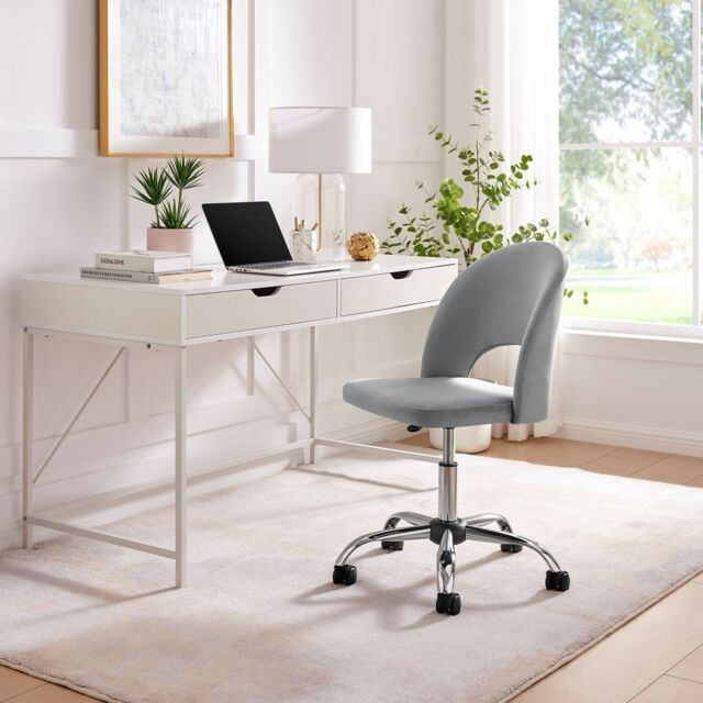 FurnitureboxUK Chicago Velvet Office Chair in Grey - image 1