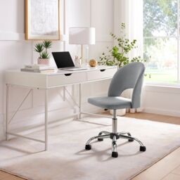 FurnitureboxUK Chicago Velvet Office Chair in Grey