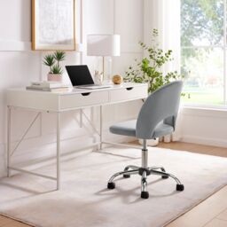 FurnitureboxUK Chicago Velvet Office Chair in Grey - thumbnail 3