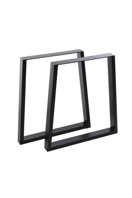 Living and Home 81x7x71cm Industrial Set of 2 Table Legs DIY Steel Furniture Legs in Black - Size: 81 x 7 x 71 cm - image 1