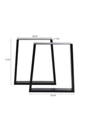 Living and Home 81x7x71cm Industrial Set of 2 Table Legs DIY Steel Furniture Legs in Black - Size: 81 x 7 x 71 cm - thumbnail 2