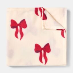 OHS Bows Polar Fleece Soft Warm Throw Blanket in Red - Size: 120 cm x 150 cm - thumbnail 7