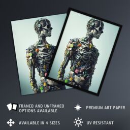 "Artery8 Garbage Skeleton Recycling Conceptual Art Wall Art Print in Light Blue - Size: W18"" x H24""" - thumbnail 2
