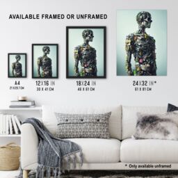 "Artery8 Garbage Skeleton Recycling Conceptual Art Wall Art Print in Light Blue - Size: W18"" x H24""" - thumbnail 3