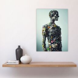 "Artery8 Garbage Skeleton Recycling Conceptual Art Wall Art Print in Light Blue - Size: W18"" x H24""" - thumbnail 4