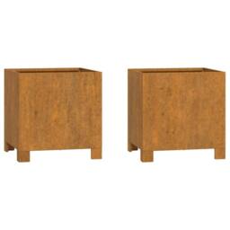 Berkfield Home Planters with Legs 2 pcs Rusty 32x30x33 cm Corten Steel in Brown - Size: 32 x 30 x 33 cm - thumbnail 2