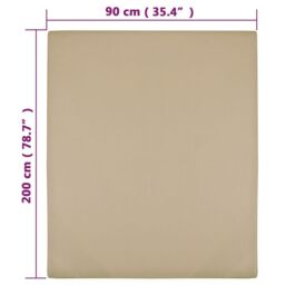 Berkfield Home Jersey Fitted Sheet Taupe 90x200 cm Cotton - thumbnail 4