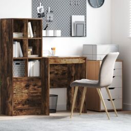 Berkfield Home Writing Desk Smoked Oak Engineered Wood 60 x 50 x 76 cm in Brown - thumbnail 1