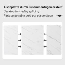 BTM Rectangular dining table with metal frame marble top adjustable feet in White - thumbnail 5