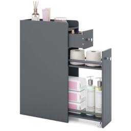 CASART Slim Bathroom Storage Cabinet Wooden Toilet Side Cabinet w/ Drawers in Grey - thumbnail 1