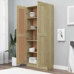 Berkfield Home Book Cabinet Sonoma Oak 82.5x30.5x185.5 cm Engineered Wood in Light Brown - thumbnail 3
