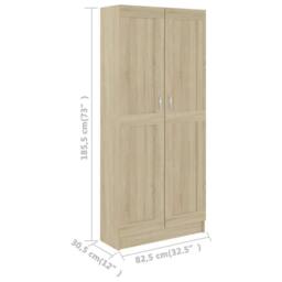 Berkfield Home Book Cabinet Sonoma Oak 82.5x30.5x185.5 cm Engineered Wood in Light Brown - thumbnail 8