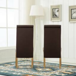 MCC Direct Set of 2 Top Scroll High Back Faux Leather Dining Chairs in Brown - thumbnail 4