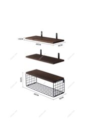 H&O Direct 3Pcs Wooden Wall Floating Shelves in Brown - thumbnail 6