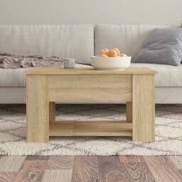 Berkfield Home Modern Coffee Table Sonoma Oak 79x49x41 cm Engineered Wood in Light Brown - Size: 79 x 49 x 41 cm - thumbnail 1