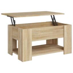 Berkfield Home Modern Coffee Table Sonoma Oak 79x49x41 cm Engineered Wood in Light Brown - Size: 79 x 49 x 41 cm - thumbnail 3