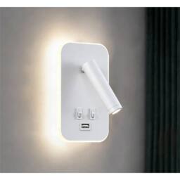 VOGREX White LED Reading Lamp Wall Light Bedroom Bedside Sconce With Switch - thumbnail 3