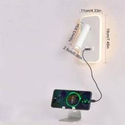 VOGREX White LED Reading Lamp Wall Light Bedroom Bedside Sconce With Switch - thumbnail 2