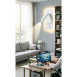 VOGREX White LED Reading Lamp Wall Light Bedroom Bedside Sconce With Switch - thumbnail 4