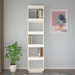 Berkfield Home Book Cabinet/Room Divider White 40x35x167 cm Solid Wood Pine - Size: 40 x 35 x 167 cm - thumbnail 3
