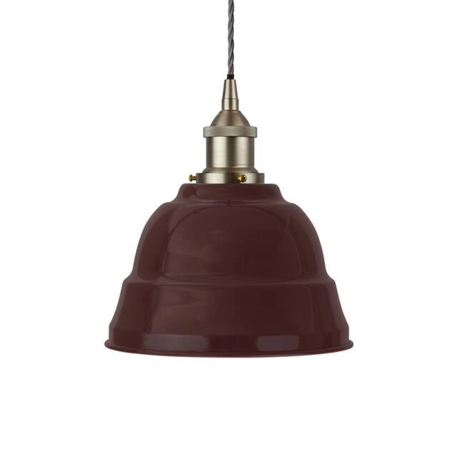 SE Home Burgundy Red Lincoln Pendant Light - Brushed Chrome - Grey Twisted - image 1