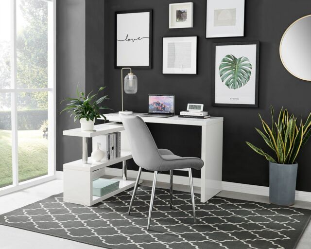 FurnitureboxUK Siena White High Gloss Modern Console Table With Rotating Storage Shelves - image 1