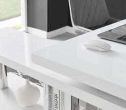 FurnitureboxUK Siena White High Gloss Modern Console Table With Rotating Storage Shelves - thumbnail 4
