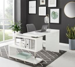 FurnitureboxUK Siena White High Gloss Modern Console Table With Rotating Storage Shelves - thumbnail 2