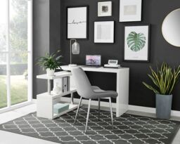 FurnitureboxUK Siena White High Gloss Modern Console Table With Rotating Storage Shelves - thumbnail 1