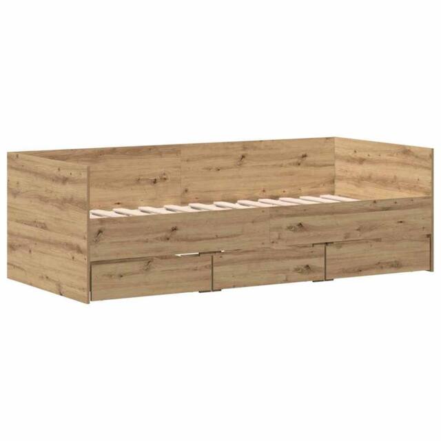 Berkfield Home Daybed Artisan oak Engineered wood 90 x 190 cm Durable Daybed in Brown - image 1