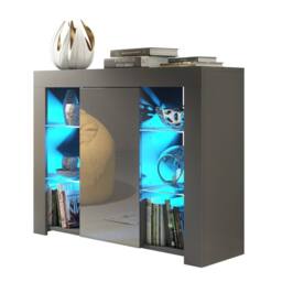 Mex Furniture LTD Sideboard Harbor 97cm - Dark Grey with Gloss Doors & LED Lights - thumbnail 7
