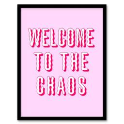 Artery8 Welcome To The Chaos Wavy Pink Modern Funny Framed Wall Art Print - Size: A4 - thumbnail 1
