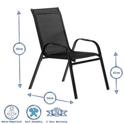 Harbour Housewares Texteline Canvas Garden Chairs Pack of 6 in Black - thumbnail 3