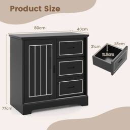 KORVIXA Coffee Bar Station Farmhouse Sideboard in Black - Size: 100 cm - thumbnail 2
