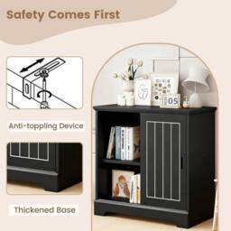 KORVIXA Coffee Bar Station Farmhouse Sideboard in Black - Size: 100 cm - thumbnail 4