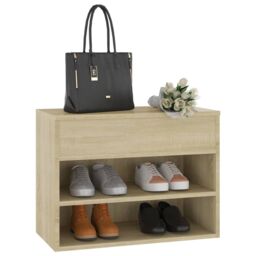 Berkfield Home Shoe Bench Sonoma Oak 60x30x45 cm Engineered Wood in Brown - Size: 60 x 30 x 45 cm - thumbnail 4