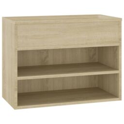Berkfield Home Shoe Bench Sonoma Oak 60x30x45 cm Engineered Wood in Brown - Size: 60 x 30 x 45 cm - thumbnail 2