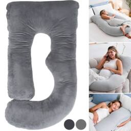 "Kelvenix Pregnancy Pillow 59"" U Shaped Soft Cushion Maternity Support in Grey - Size: Single"
