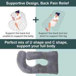 "Kelvenix Pregnancy Pillow 59"" U Shaped Soft Cushion Maternity Support in Grey - Size: Single" - thumbnail 3