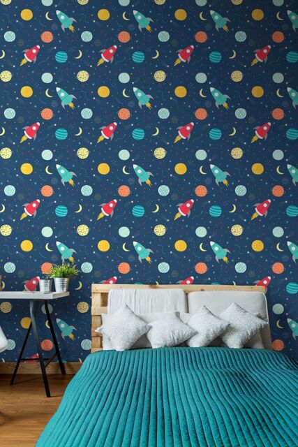 Hoopla Walls Lift Off-10m Matt Wallpaper in Blue - image 1