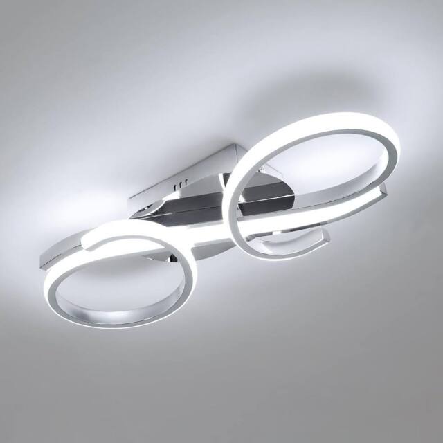 Pheashine Modern Chrome LED Ceiling Light, 36W Nordic Aluminum Flush Mount, 42cm in White - image 1