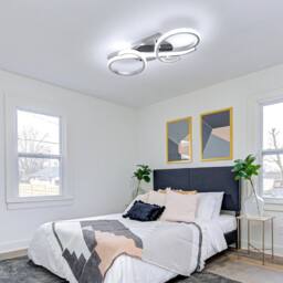 Pheashine Modern Chrome LED Ceiling Light, 36W Nordic Aluminum Flush Mount, 42cm in White - thumbnail 9
