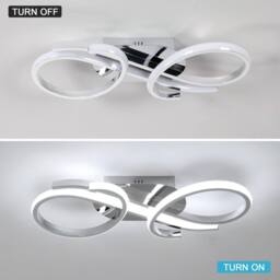 Pheashine Modern Chrome LED Ceiling Light, 36W Nordic Aluminum Flush Mount, 42cm in White - thumbnail 7